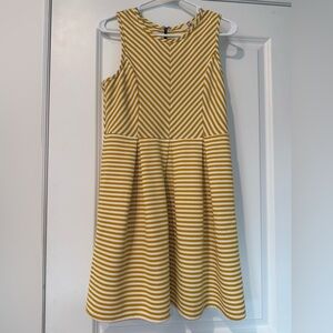 Women’s Yellow and White Striped Sleeveless Dress